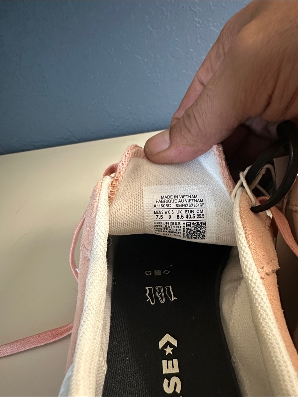 Converse Women's Peach Suede Low-Top Sneakers with White Chevron - Picture 3 of 4